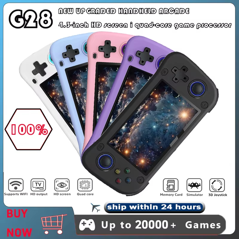 Gaming Console For Kids - G28 レトロハンドヘルドビデオゲームコンソール Linuxシステム 4.3インチIPSスクリーン ポータブルポケットビデオプレーヤー 64GB