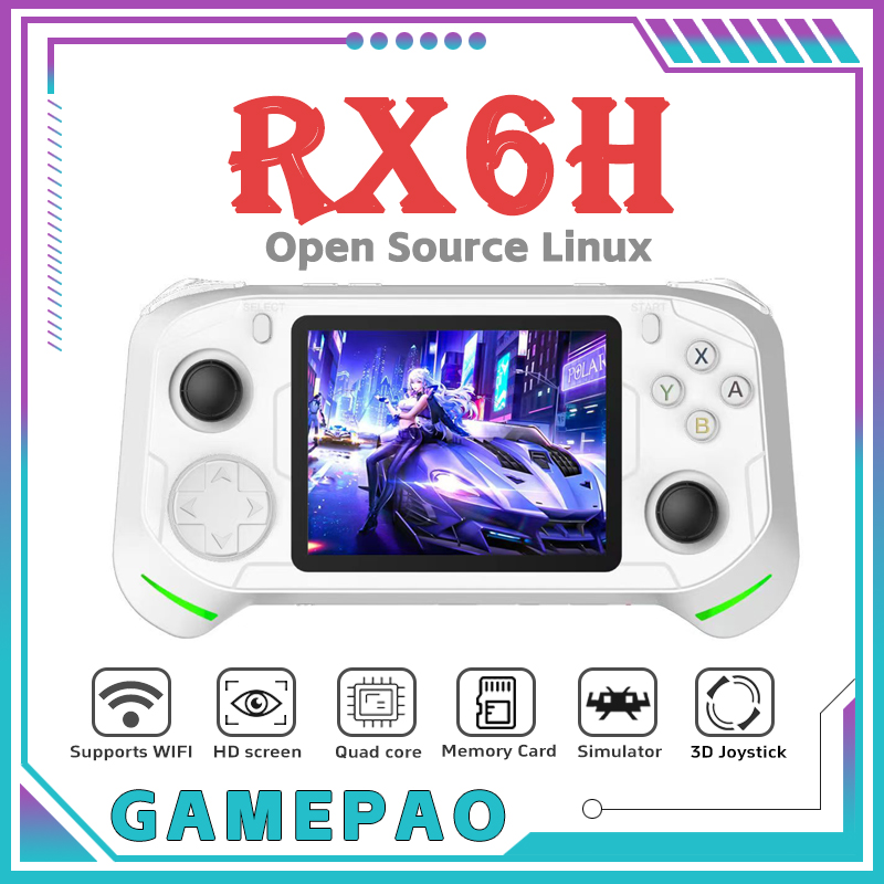 Gaming Console For Kids - オープンソースRX6HレトロハンドヘルドビデオゲームコンソールLinuxシステム3.5インチIPSスクリーンポータブルポケットビデオプレーヤー64GBゲーム