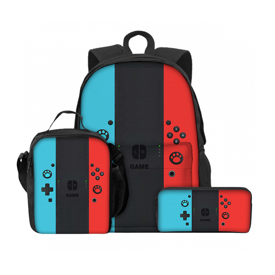 Gaming Console For Kids - 3 個セットシンプルなゲームコンソールランチバッグ、ペンバッグ、フロントバッグバックパック男の子/女の子子供ギフトティーンラップトップブックバッグ
