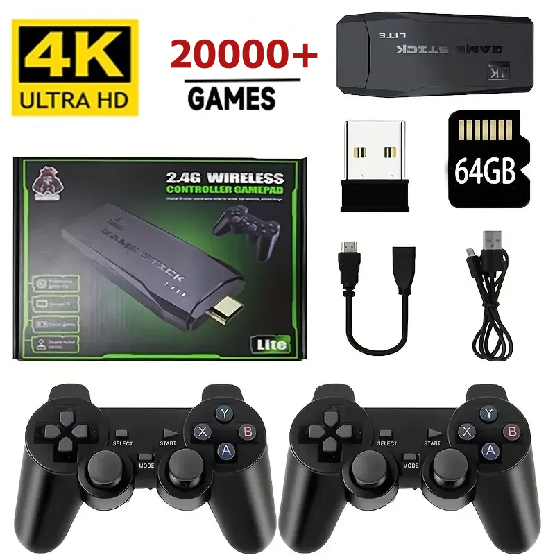 Gaming Console Gs5 - ビデオゲームコンソール 2.4G ダブルワイヤレスコントローラー 4K HDMI PS1/SFC/NES