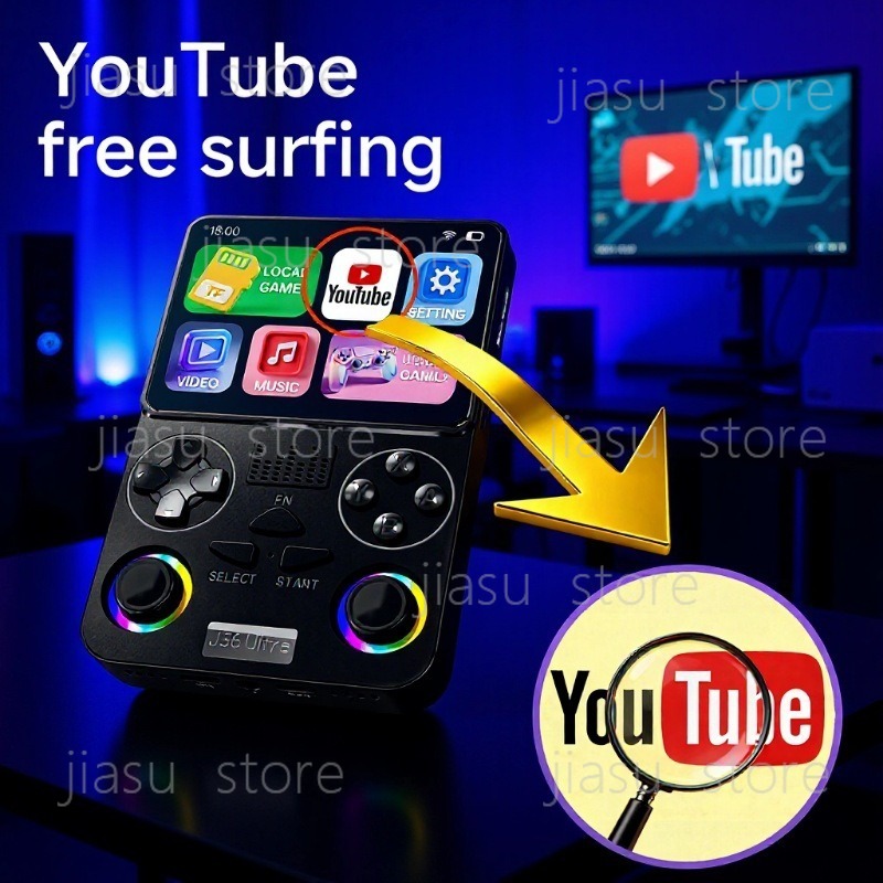 Handheld Gaming Console Youtube - J36ウルトラハンドヘルドゲーム機 Androidシステム WiFi YouTube対応 ポータブルゲームプレーヤー