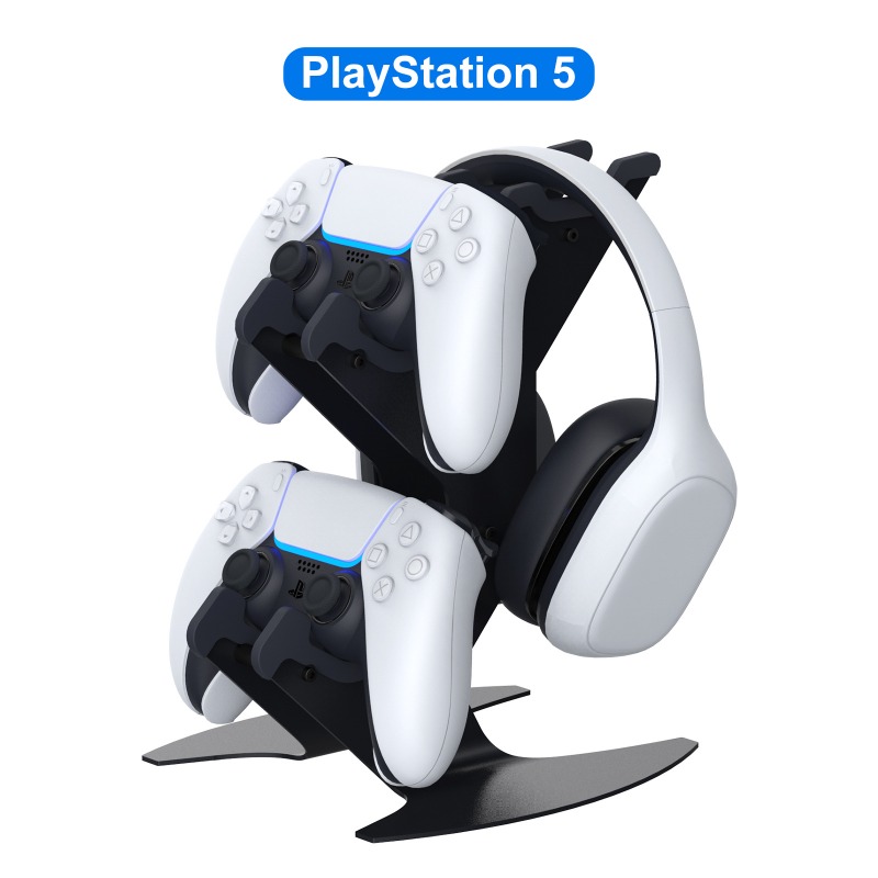 Gaming Console Controller - デスクトップゲームコントローラースタンドホルダー、PSゲームパッド対応、ヘッドセットコンソール用収納ラック、マルチプラットフォームゲーミング