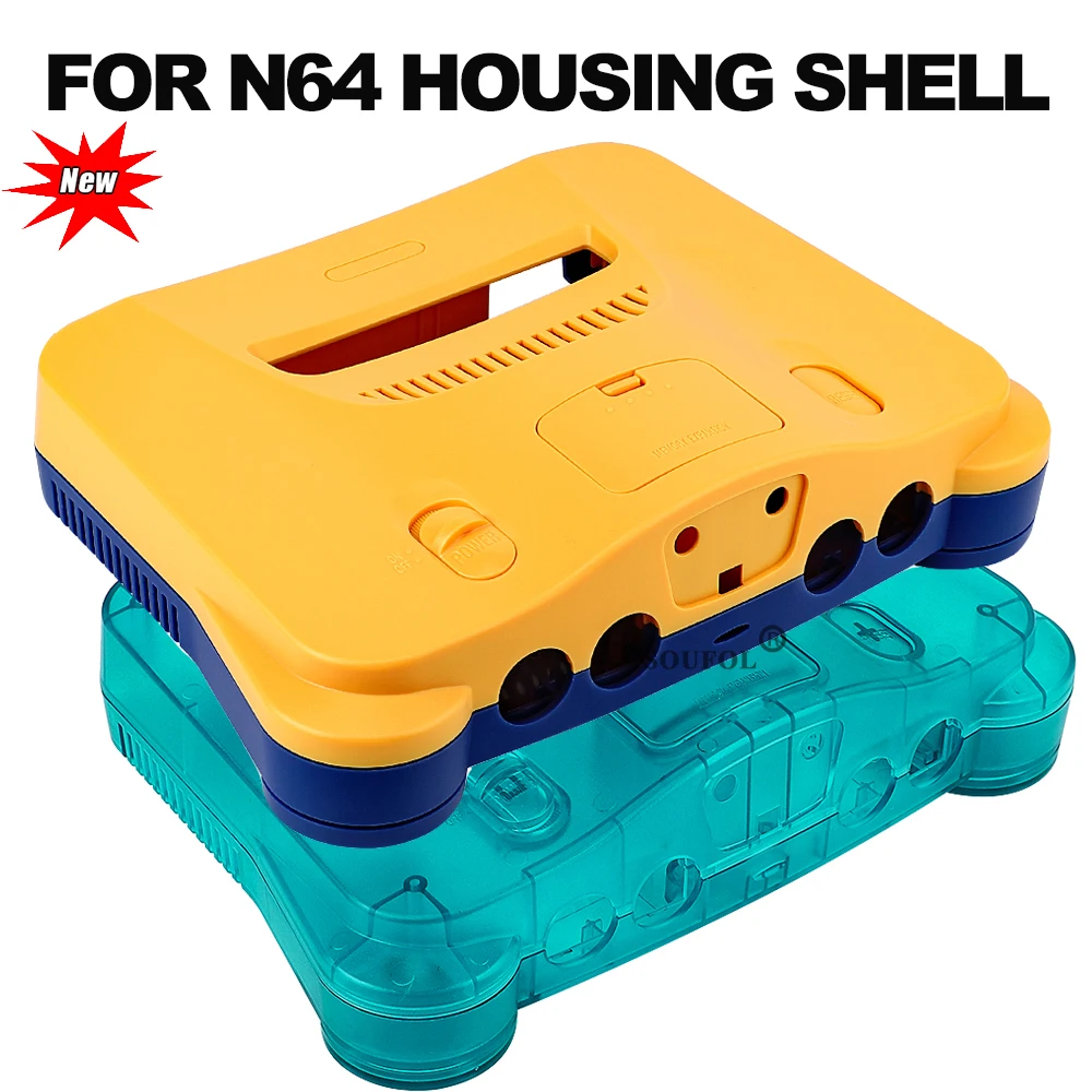 Retro.Gaming Console Yellow - 限定イエローブルー N64 レトロビデオゲーム交換ハウジングシェル半透明ケース N64 ゲームコンソールアクセサリー