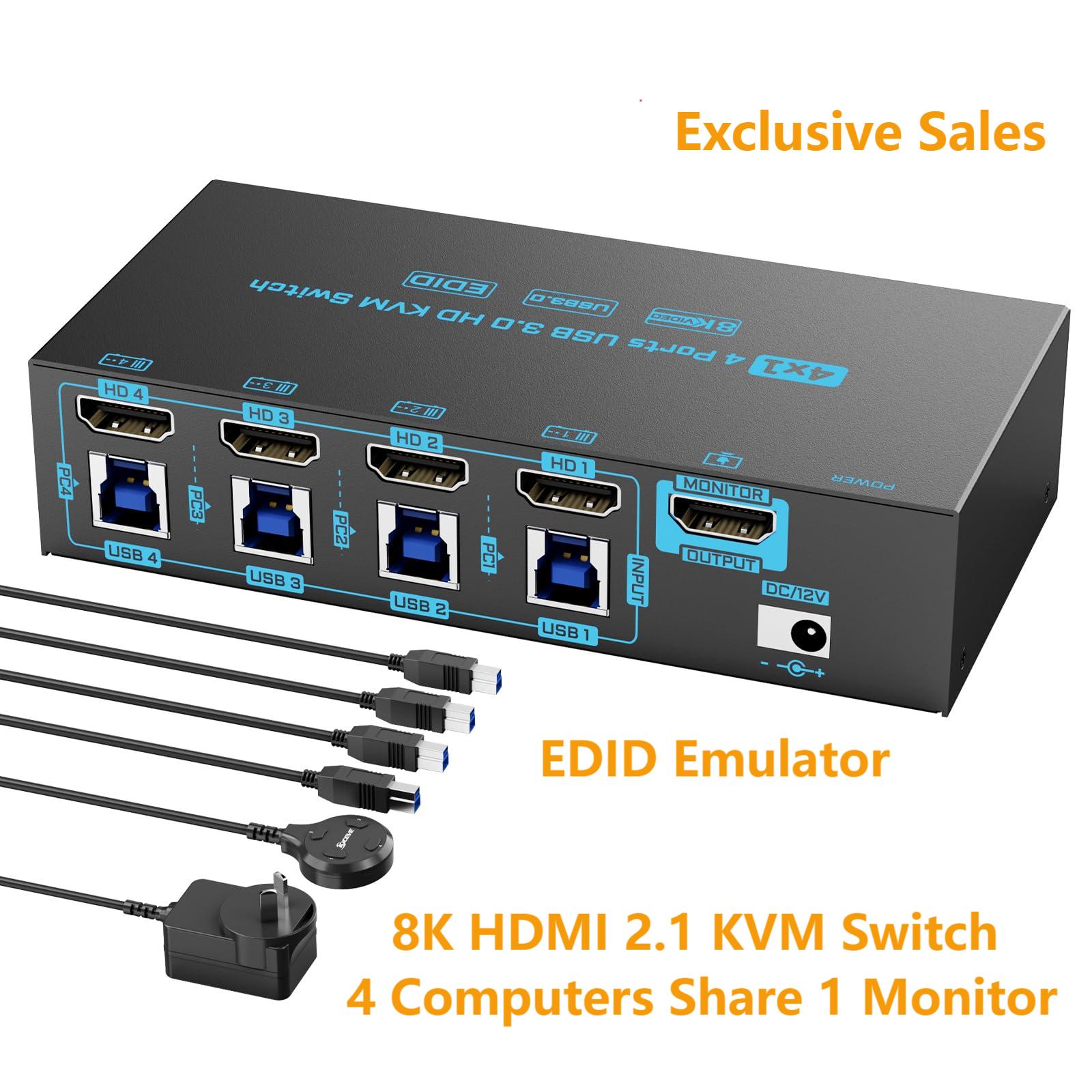 Gaming Console With Phone - 8K/4K HDMI KVMスイッチ 4ポート USB3.0 8K@60Hz/4K@60Hz