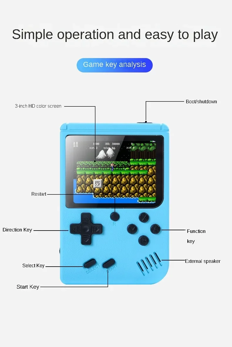 内蔵500種類以上のクラシックゲーム搭載、8ビット3.0イン - Gaming Console For Kids のレビューと価格